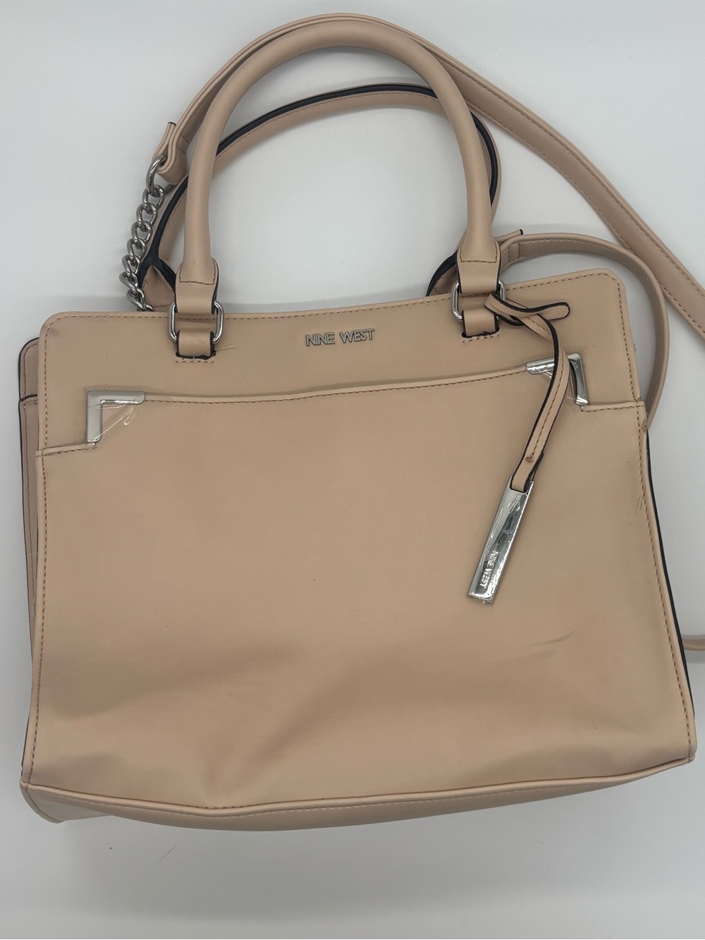 Nine West Taupe Satchel with Detachable Strap